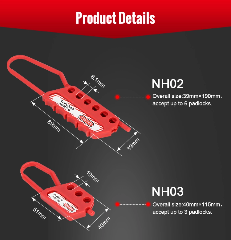 Lockey Plastic Loto Lockout Padlock Hasp with 3 Lockout Holes 10mm Dia.