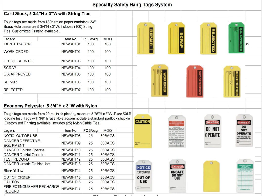 PVC Hang Tag, Safety Sign Lockout Label