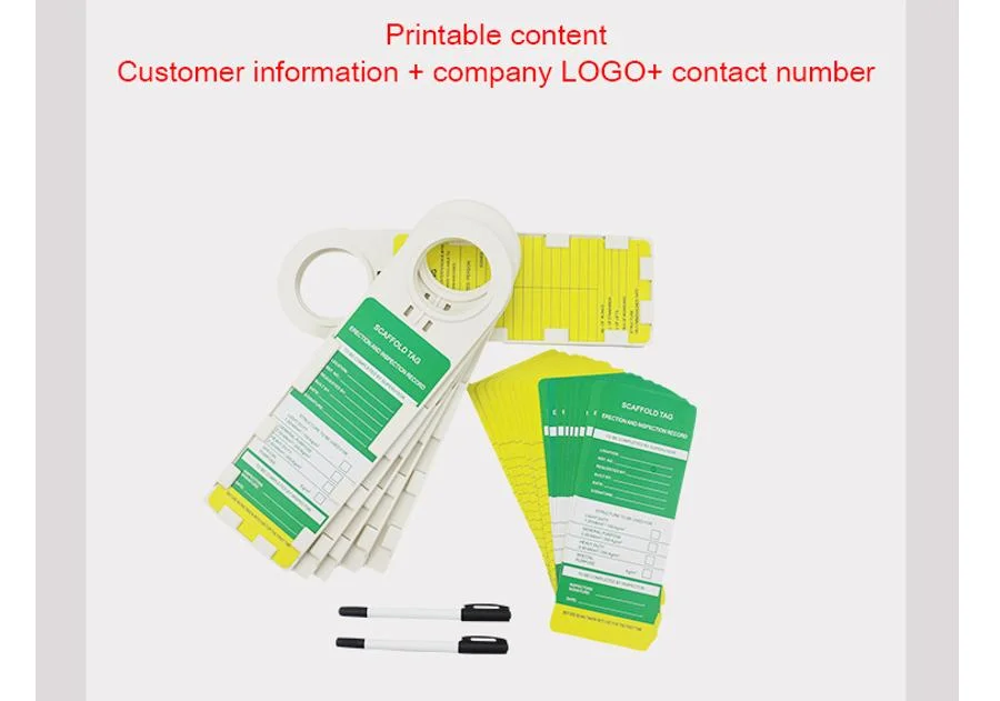 Scaffolding Parts Warning Inspection Card and Holder Kits Plastic Safety Scaffold Tag for Construction