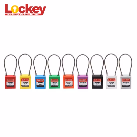 Cadenas de sécurité industriel avec câble en acier inoxydable Lockey Loto avec passe-partout